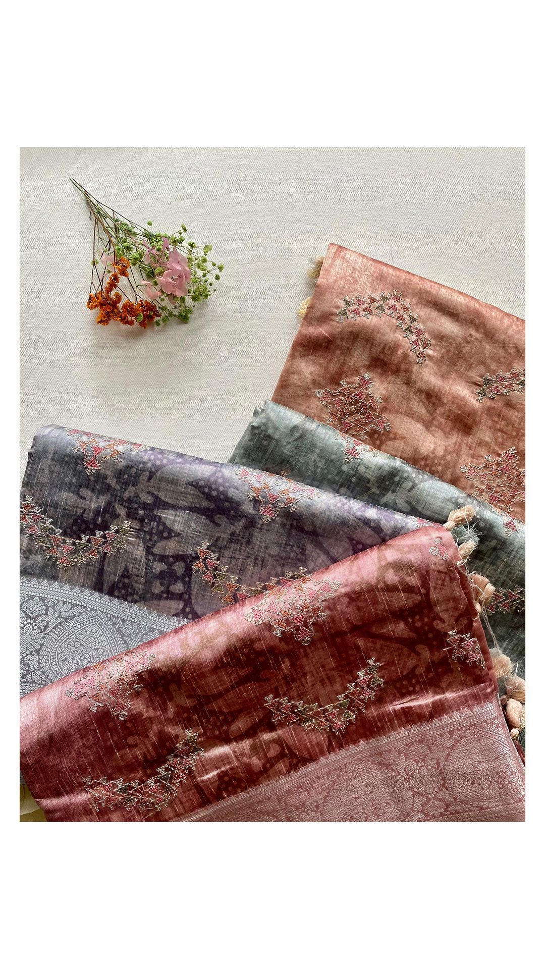 Chanderi saree with embroidery - Studio Thari
